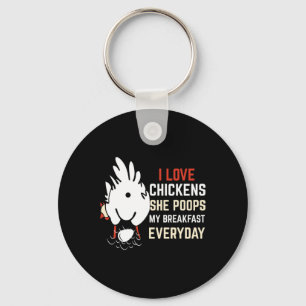 Porte-clés J'adore le design de poulet drôle amateur de poule