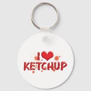 Porte-clés J'adore le ketchup Cœur - Amateur de sauce tomate