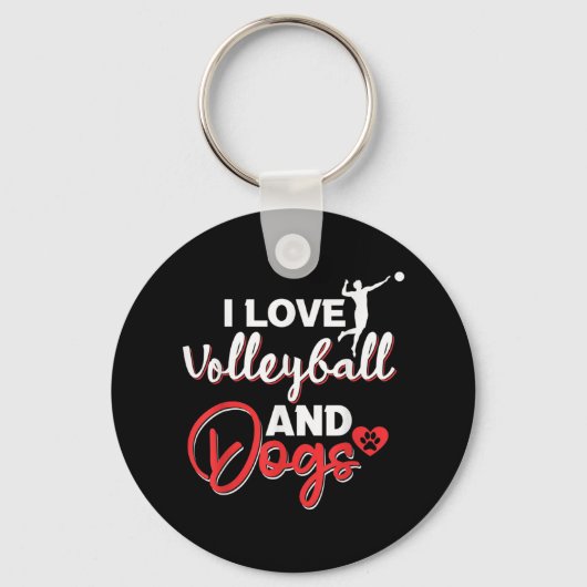 Porte-clés J'adore le volley et les chiens (Recto)