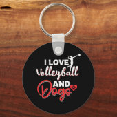 Porte-clés J'adore le volley et les chiens (Recto)
