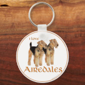 Porte-clés J'adore les Airedales (Recto)