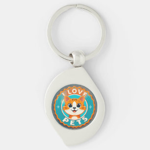 Porte-clés J'adore les animaux de compagnie chat mignon