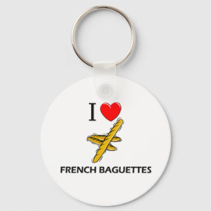 Porte-clés J'adore les baguettes françaises