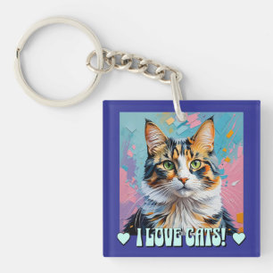 Porte-clés J'adore les chats !