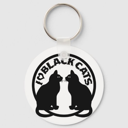 PORTE-CLÉS J'ADORE LES CHATS NOIRS (Recto)