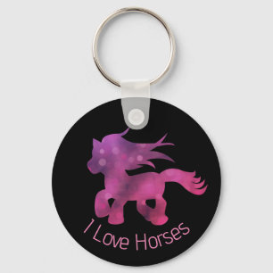 Porte-clés J'adore les chevaux Rose Glamour Cheval Mignon