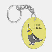Porte-clés J'adore les cockatiels gris normal (Devant gauche)