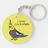 Porte-clés J'adore les cockatiels gris normal (Dos)