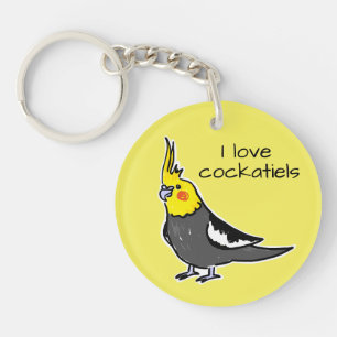 Porte-clés J'adore les cockatiels gris normal