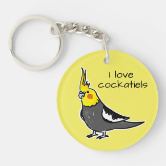 Porte-clés J'adore les cockatiels gris normal