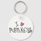 Porte-clés J'adore les singes, typographie manuscrite mignonn (Recto)