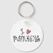 Porte-clés J'adore les singes, typographie manuscrite mignonn (Verso)