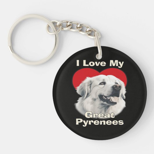 Porte-clés J'adore mon chien des Pyrénées (Devant)