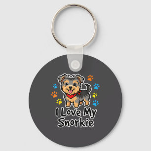Porte-clés J'adore mon chien mélange de Schnauzer et de Yorki