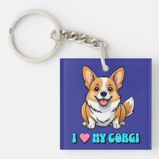 Porte-clés J'adore mon Corgi (Devant)