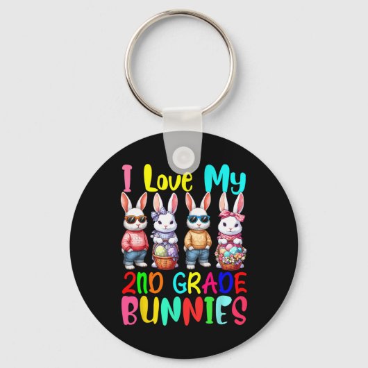Porte-clés J'adore mon escouade de lapins de 2e année Lapins (Recto)