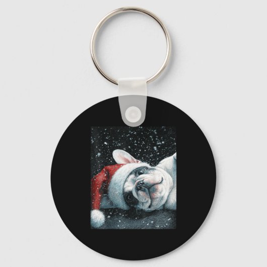 Porte-clés J'adore mon French Bulldog Noël Mignon (Recto)