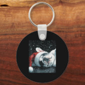 Porte-clés J'adore mon French Bulldog Noël Mignon (Recto)