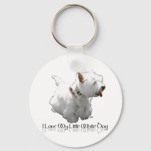 Porte-clés J'adore mon petit chien blanc - Westie
