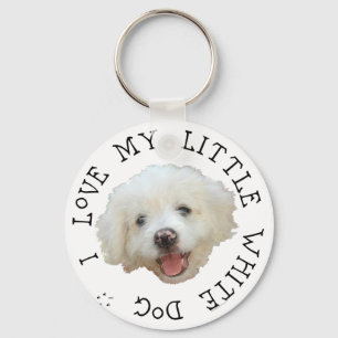 Porte-clés J'adore mon petit chien de sauvetage blanc