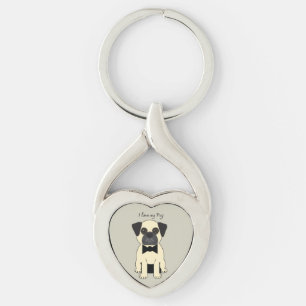 Porte-clés J'adore mon Pug