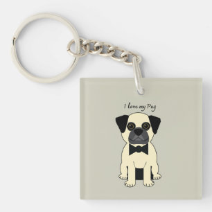 Porte-clés J'adore mon Pug