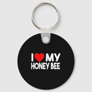 Porte-clés J'adore mon T-shirt abeille à miel, couple d'anima