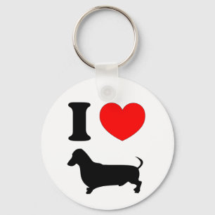 Porte-clés J'adore mon teckel Cœur rouge Chien saucisse