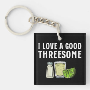 Porte-clés J'adore un bon Threesome Tequila Lime Salt Cadeau