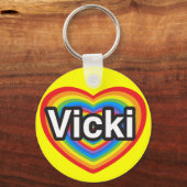 Porte-clés J'adore Vicki. Je t'aime Vicki. Cœur (Recto)