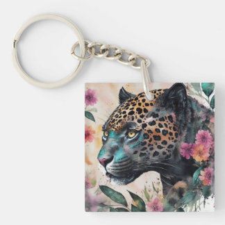 Porte-clés Jaguar Aquarelle Florale