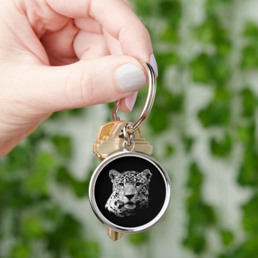 Porte-clés Jaguar noir et blanc (main)