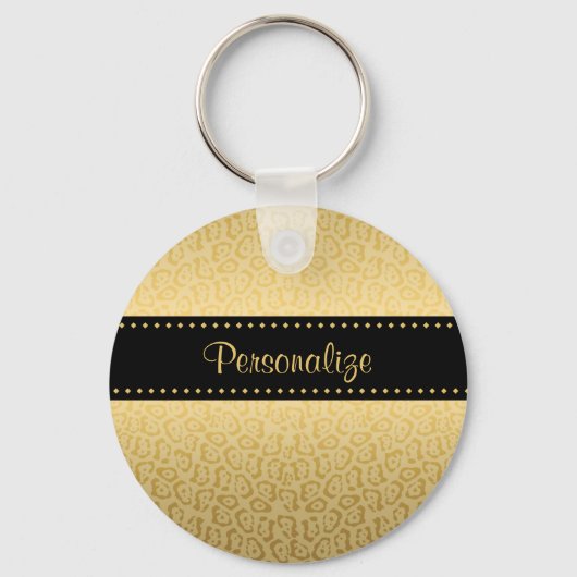 Porte-clés Jaguar noir et or de luxe imprimé avec nom (Recto)