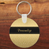 Porte-clés Jaguar noir et or de luxe imprimé avec nom (Recto)