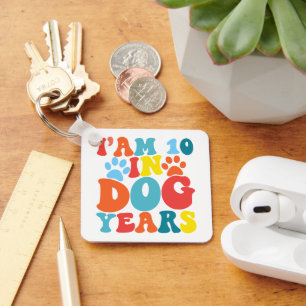 Porte-clés J'ai 10 ans en chien 70e anniversaire Amoureux des