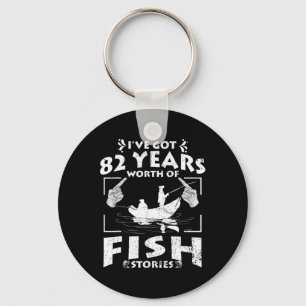Porte-clés J'ai 82 ans d'histoires de pêche Anniversaire P