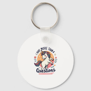 Porte-clés J'ai plus de 4 questions vintage licorne rétro