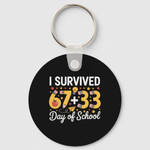 Porte-clés J'ai survécu 100 jours d'école Six Sept Mème Ensei