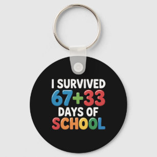 Porte-clés J'ai survécu 67+33 jours d'école Jour 100 des math