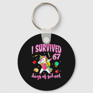 Porte-clés J'ai survécu 67 jours d'école licorne dabbing ense