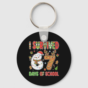Porte-clés J'ai survécu 67 jours d'école Meme de Noël Drôle