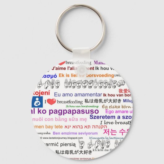 Porte-clés J'aime Allaitement Multi Langue (Recto)