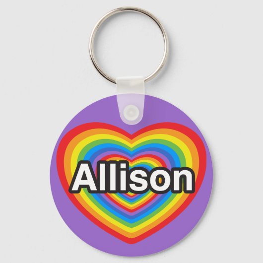 Porte-clés J'aime Allison. Je t'aime Allison. Cœur (Recto)
