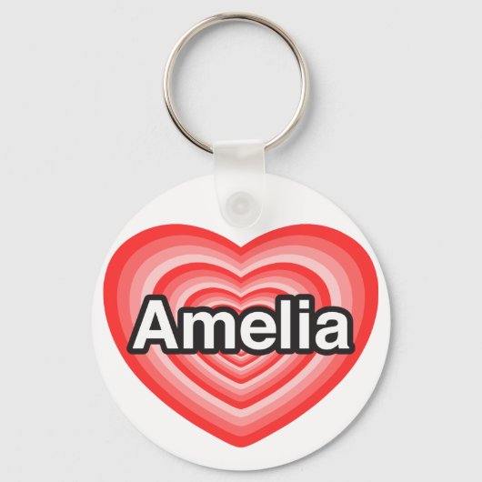 Porte-clés J'aime Amelia. Je t'aime Amelia. Cœur (Recto)