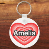 Porte-clés J'aime Amelia. Je t'aime Amelia. Cœur (Recto)
