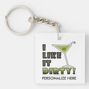 Porte-clés J'AIME ÇA SALE ! Humour de cocktail Dirty Martini