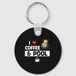 Porte-clés J'Aime Café Et Bâton De Piscine 8 Ballons Billiar