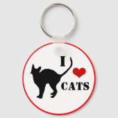 Porte-clés J'aime Chats & Coeur avec Chat Noir, Chaton (Recto)