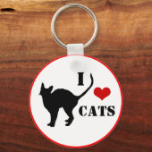 Porte-clés J'aime Chats & Coeur avec Chat Noir, Chaton (Recto)