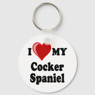 Porte-clés J'aime (coeur) mon chien de cocker